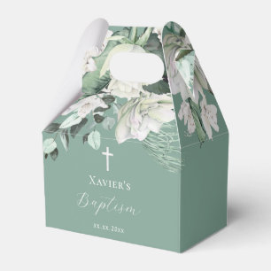 white green bouquet Baptism Favor Box