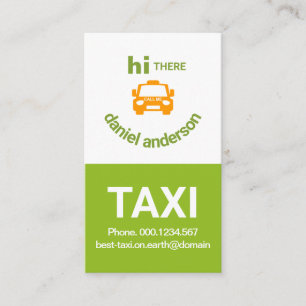 White Green Box Smiling Taxi Face Cab Driver Business Card