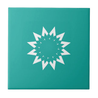 White/Green Ceramic Tile, Small (4.25" x 4.25") Ceramic Tile