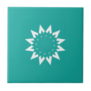 White/Green Ceramic Tile, Small (4.25" x 4.25") Tile