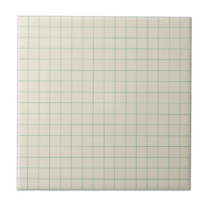 White & Green Chequered Retro Minimalist Ceramic Tile