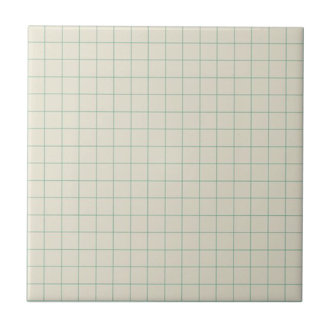 White & Green Chequered Retro Minimalist  Ceramic Tile (Front)