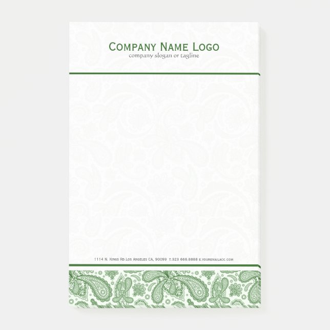 White & Green Floral Paisley Lace Post-it Notes (Front)