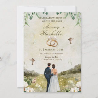 White green floral wedding celebration invitation