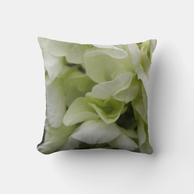 White-Green Flower Petals Pillow (Front)