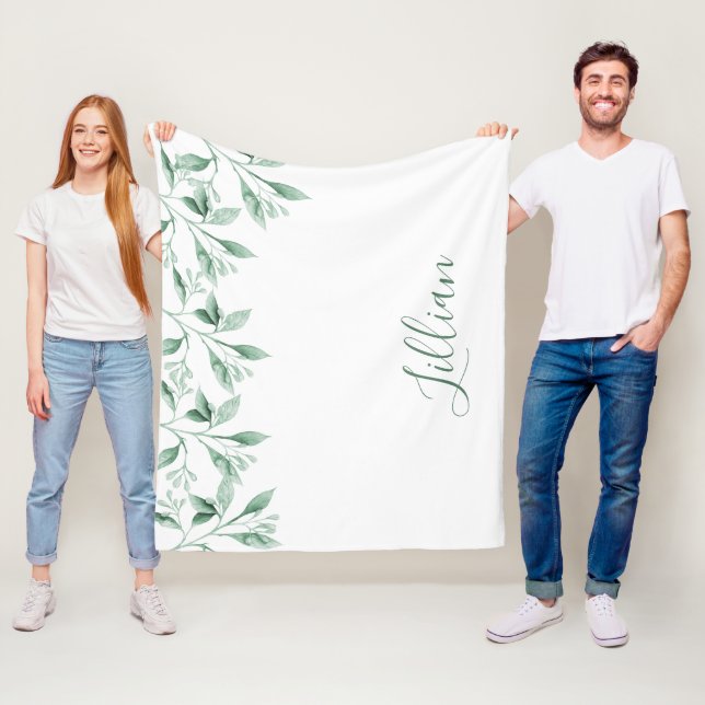 White green flowers botanical name fleece blanket (In Situ)