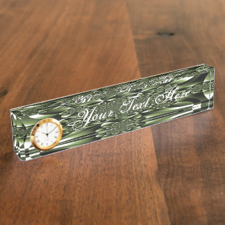 White Green Forest Leaf Petals Nameplate