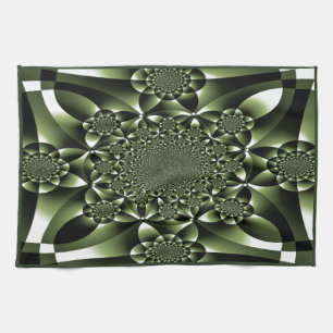 White Green Forest Leaf Petals Tea Towel