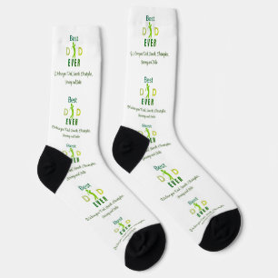 White Green Golf Lover Best Dad Ever Cool Modern Socks