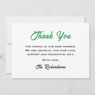 White Green Irish Baby Shower Little Shamrock Cool Thank You Card
