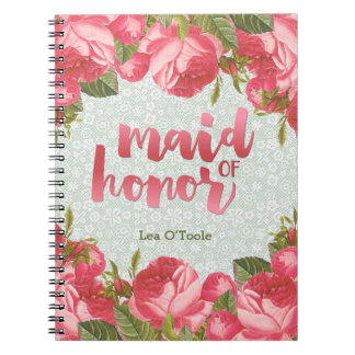 White & Green Lace Maid-of-Honour Wedding Notebook