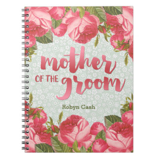 White & Green Lace Mother of the Groom Wedding Notebook