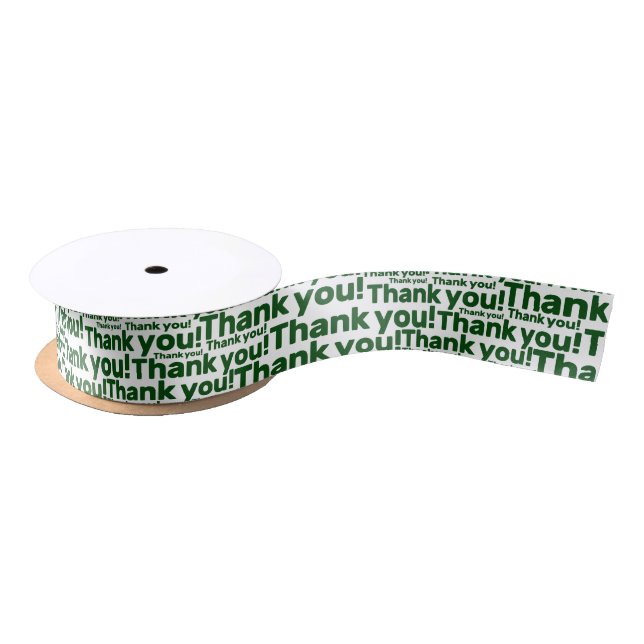 White & Green Lawn Care Service Thank You! Satin R Ribbon (Spool)