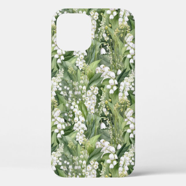 White Green Lilies of the Valley Flowers Art Case-Mate iPhone Case (Back)