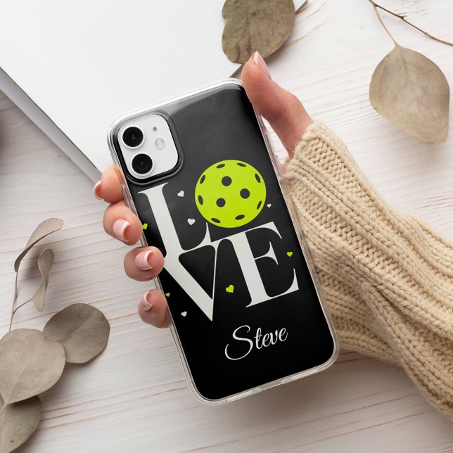 White & Green Love Pickleball | Black Glitter Case-Mate iPhone Case (Creator Uploaded)