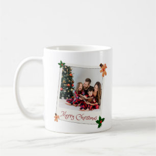 White Green Merry ChristmasFamily Photo Mug