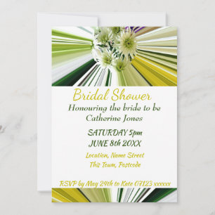 White Green Modern Floral Bridal Shower Invitation