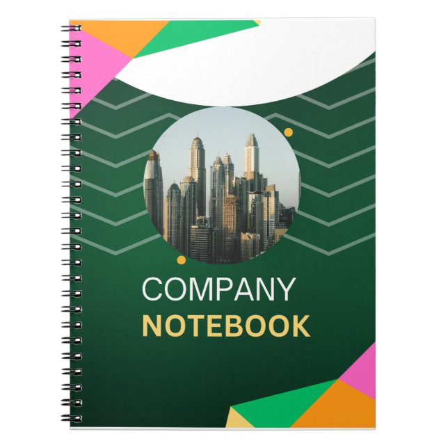 White Green Modern Geometric Art Notebook (Front)