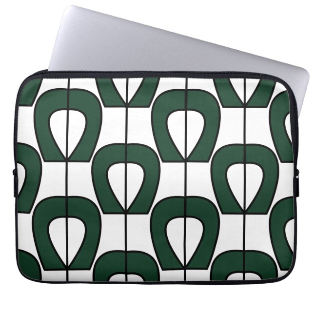 White Green Modern Geometric Cool Abstract Laptop Sleeve (Front)