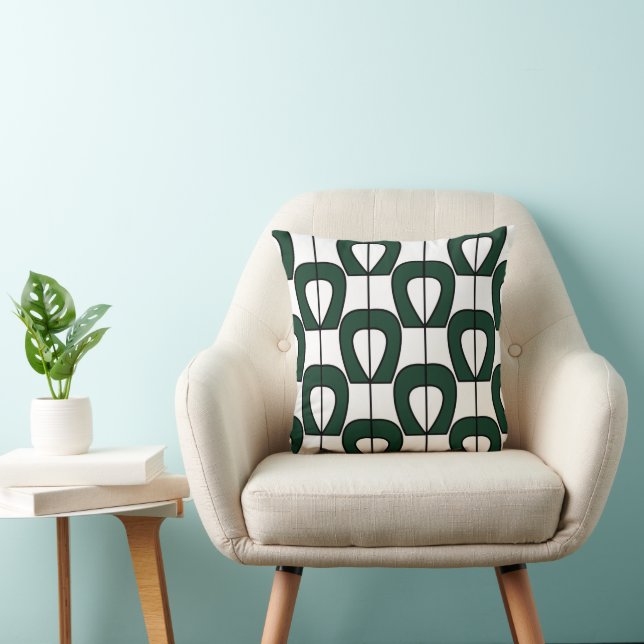 White Green Modern Geometric Cushion (Chair)
