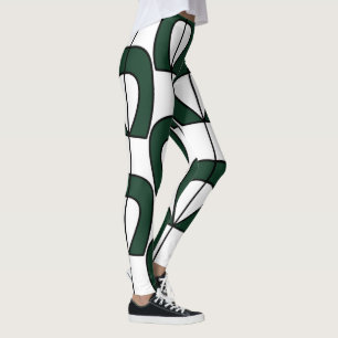 White Green Modern Geometric Fun Workout Leggings