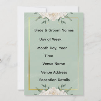 White & Green Modern Minimalist Wedding Invitation