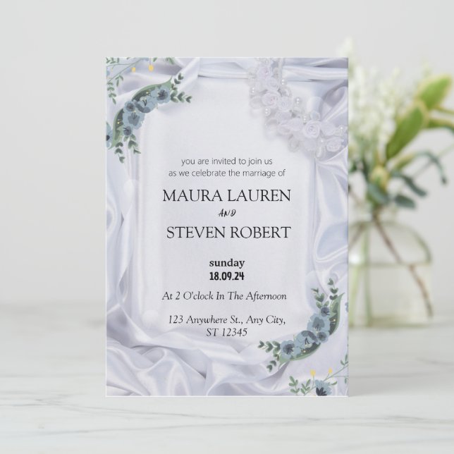 White Green Modern Wedding Invitation Poster (Standing Front)