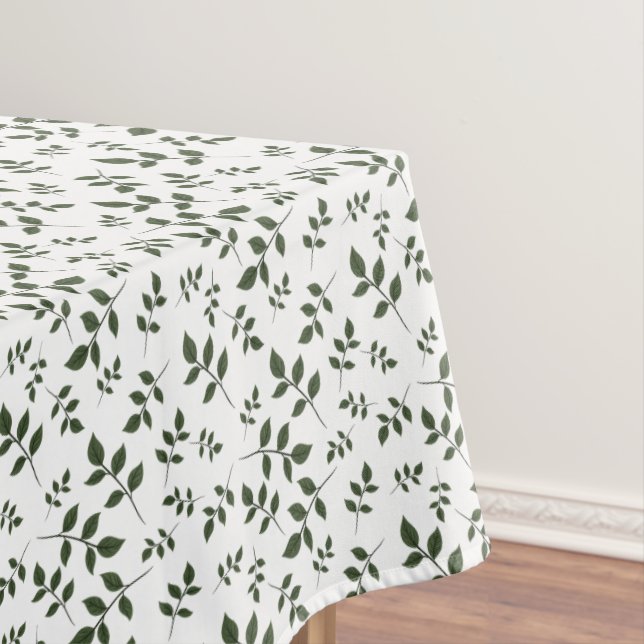 White green  pattern leaves  elegant stylish tablecloth (In Situ)