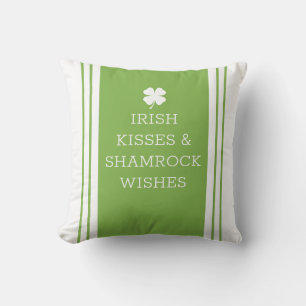 White Green Personalise Message Clover Leaf Cushion