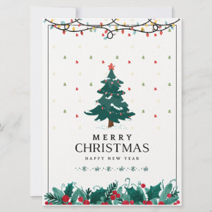 White Green Red Merry Christmas Poster Holiday Card