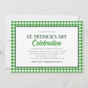 White & Green Shamrock St. Patrick's Day Party Invitation