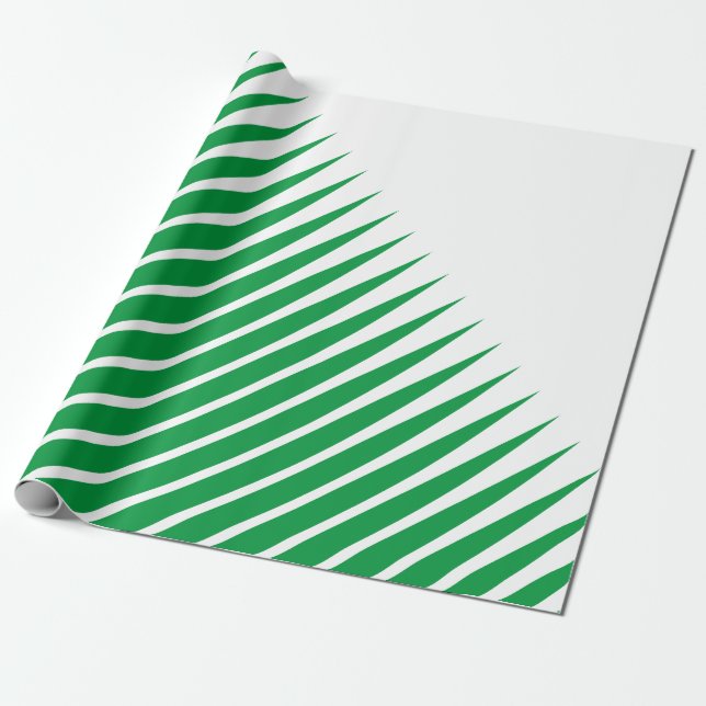 White Green Spikes Leaf Patterns Art Christmas Wrapping Paper (Unrolled)