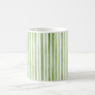 White Green Stripes Coffee Mug
