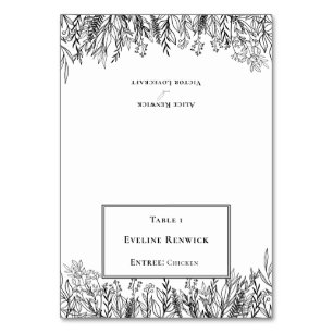 White Greenery Menu Choice Foldable Place Card