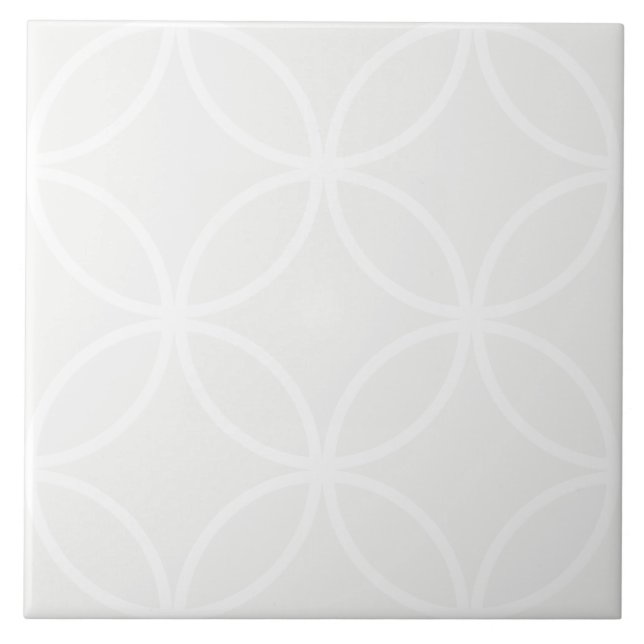 White grey and white petals circle diamond pattern ceramic tile (Front)