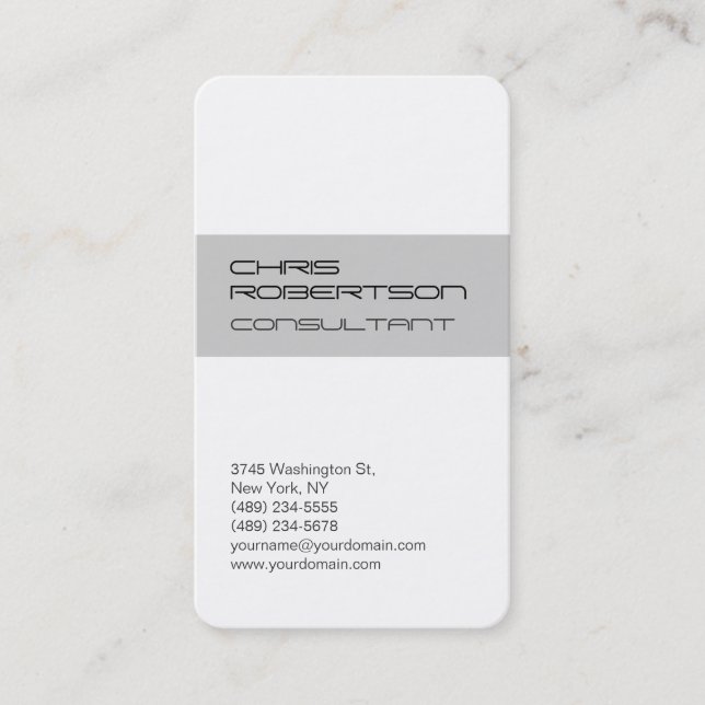 White Grey Attractive Charm Business Card (Front)