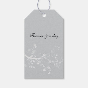 White Grey Bird Branches Wedding Gift Tags