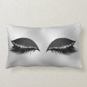 White Grey Black Glass Sleep Glitter Lashes Makeup Lumbar Cushion