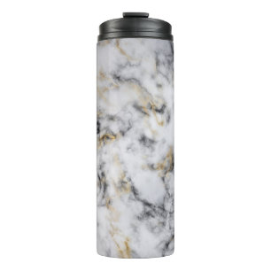 White Grey Black Gold Smoke Marble Thermal Tumbler