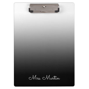 White Grey Black Gradient Personalised Teacher Clipboard