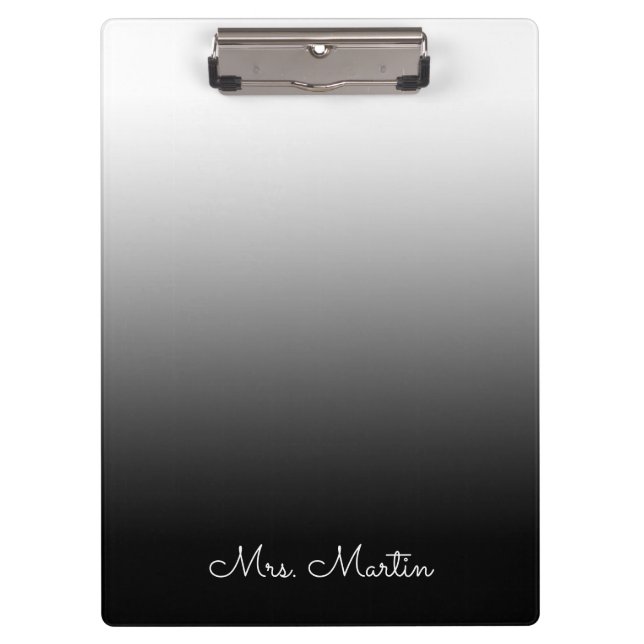 White Grey Black Gradient Personalised Teacher Clipboard (Front)