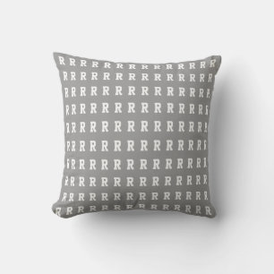 white/grey/black R (custom) initial letter Outdoor Cushion