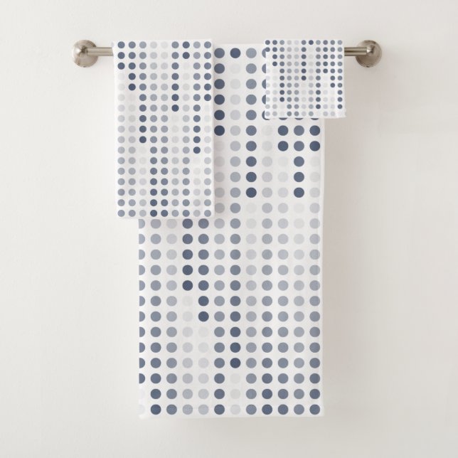 White Grey Blue polka dots matrix Bath Towel Set (Insitu)