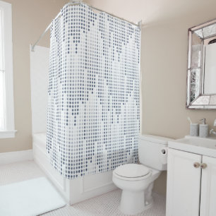 White Grey Blue polka dots matrix Shower Curtain