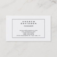 White Grey Border Pattern Plain Business Card