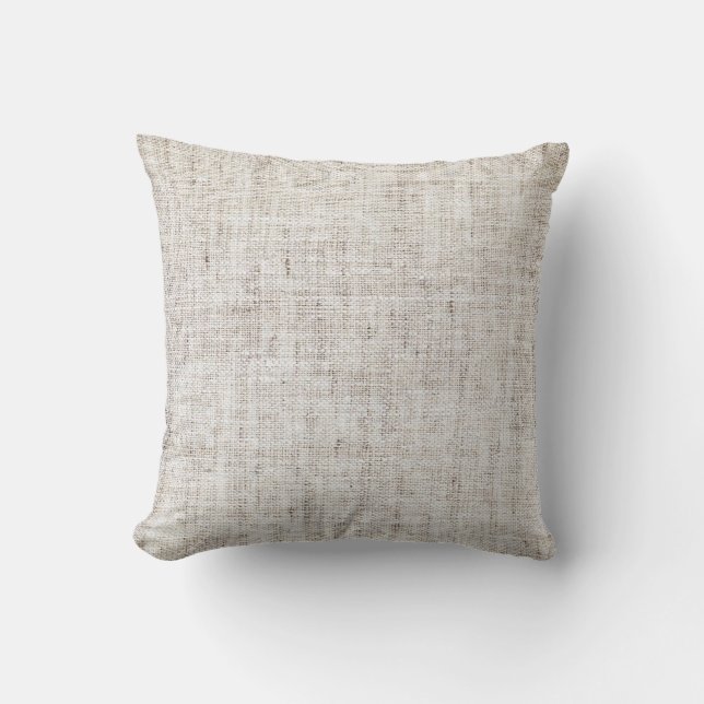 White Grey Burlap Texture Cushion (Front)