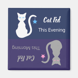 White/Grey Cat Fed Reminder Magnet