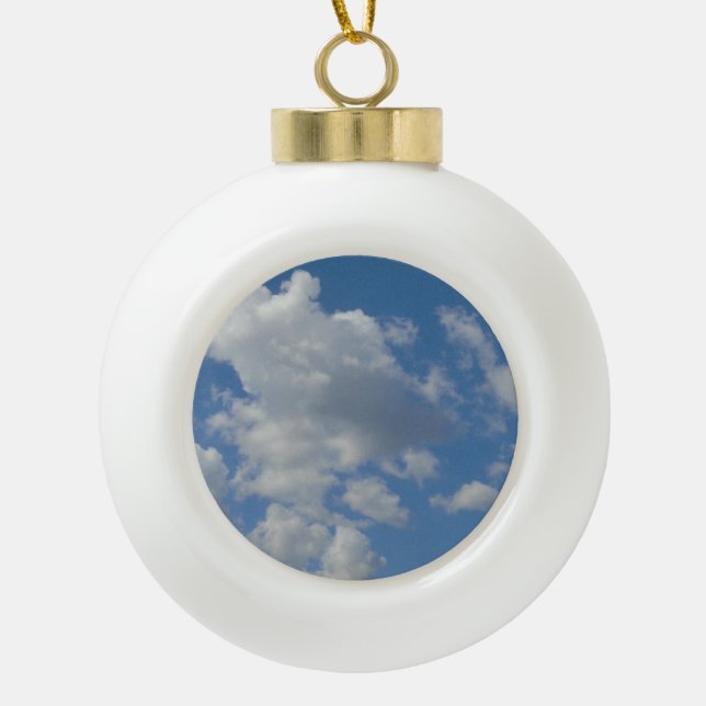 White/Grey Clouds and Blue Sky Ornament (Front)