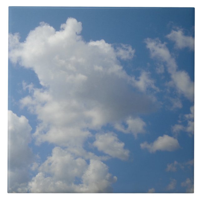 White/Grey Clouds and Blue Sky Photo Tile (Front)