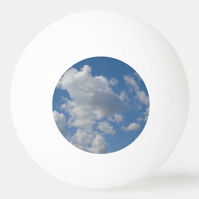 White/Grey Clouds and Blue Sky Ping Pong Ball (Front)
